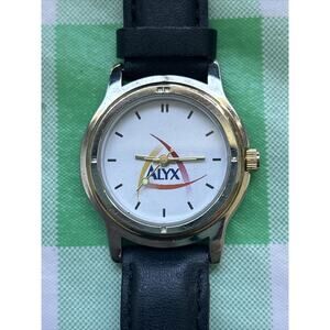Alyx Silver Tone Black Leather Band Women’s Quartz Watch